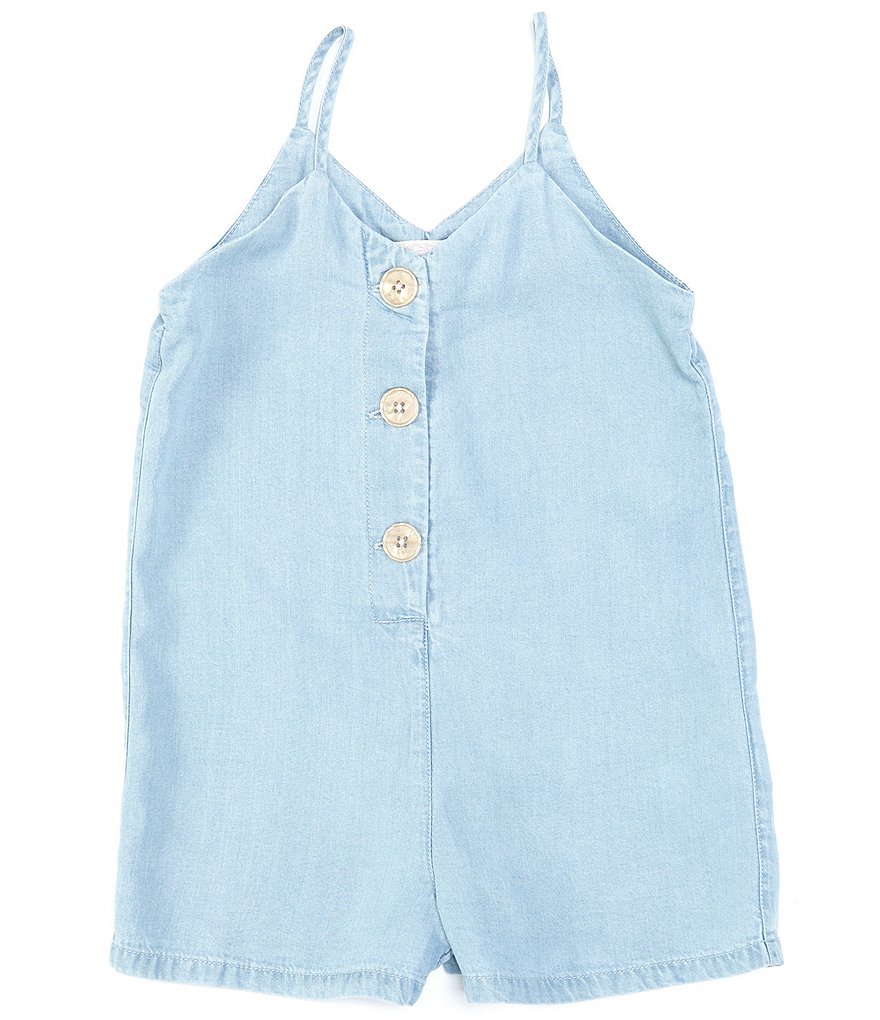 GB GB Girls Little Girls 2T-6X Chambray Button-Front Romper