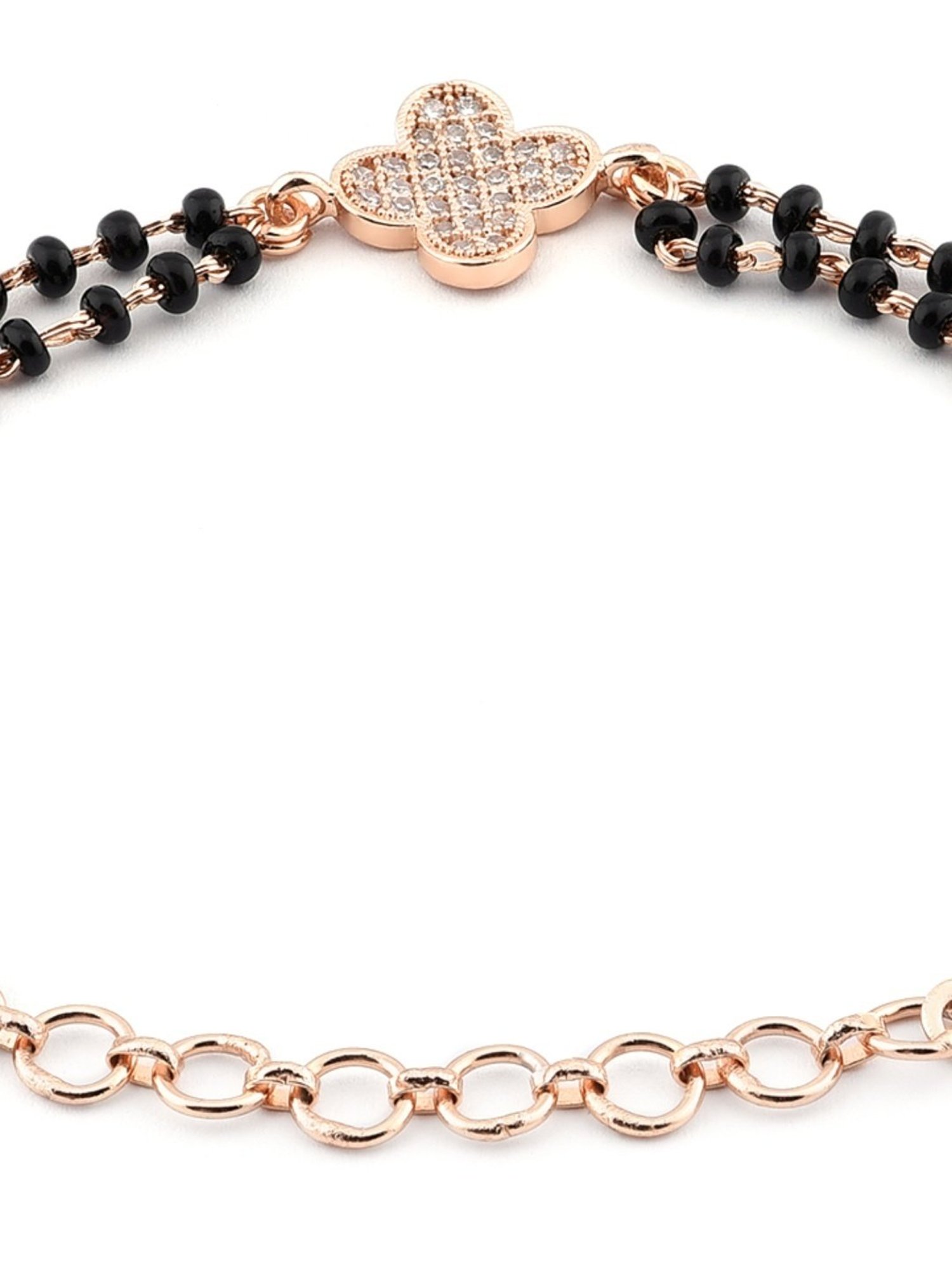Zaveri Pearls Rose Gold Contemporary Cubic Zirconia Mangalsutra Classic Bracelet - ZPFK12635