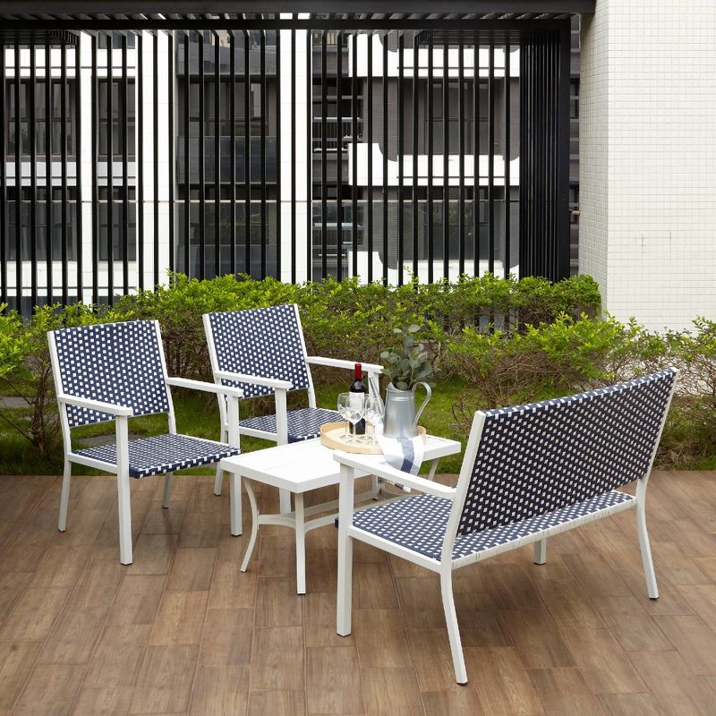 Peaktop 4pc Wicker Patio Conversation Set - Coastal - Teamson