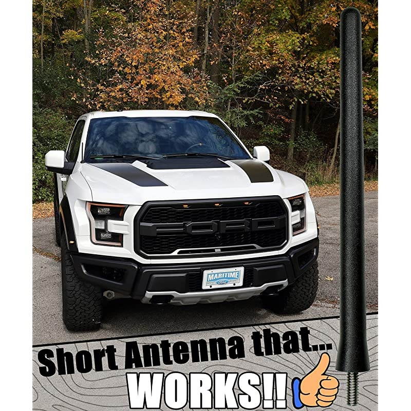 The Original 6 3/4 Inch is Compatible with GMC Sierra 1500 (2006-2021) - Car Wash Proof Short Rubber Antenna - Internal Copper Coil - Premium Reception - German Engineered