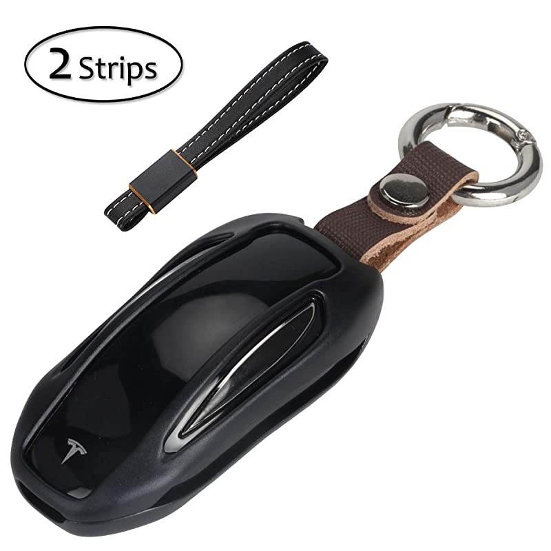 Tesla Key Fob Cover Case Alumium Hard Keyless Remote Flip Key Protection Case Shell Cover Key Chain for Men Women Model X Black
