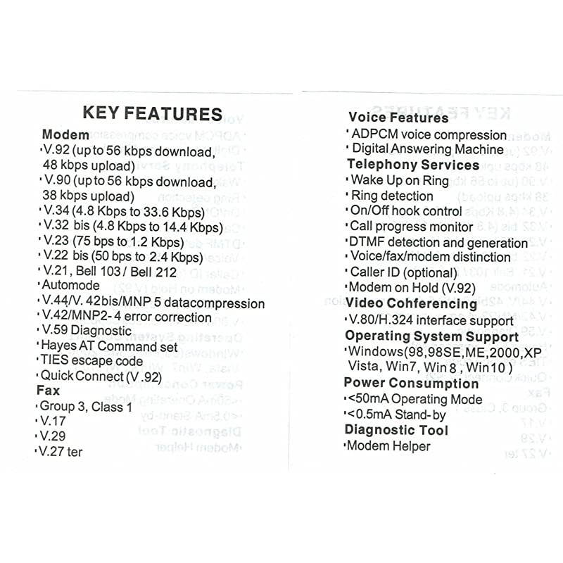 56K External Dial Up Fax Data Modem Windows 10/8 / 7 / XP/Vista