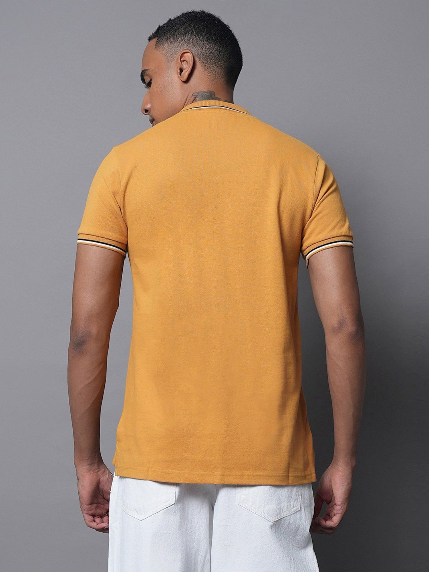 High Star Yellow Cotton Relaxed Fit Polo T-Shirt