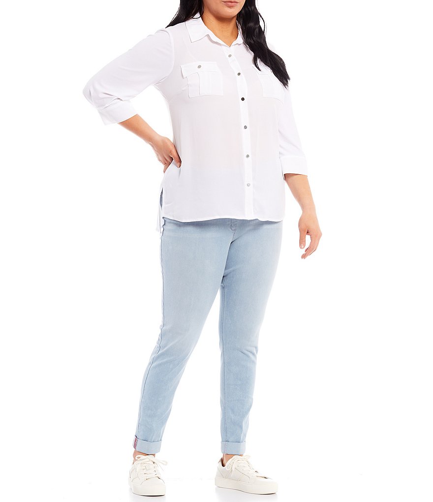 Slim Factor by Investments Plus Size Classic Waist Denim Skinny Cuff Legging