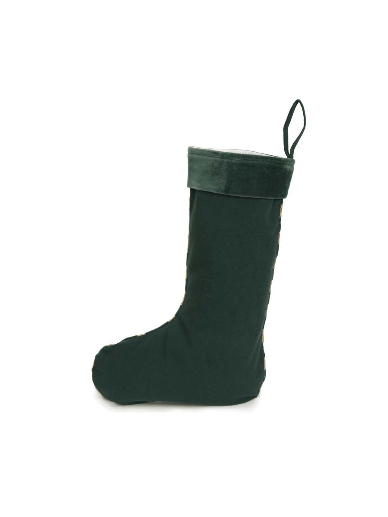 Home4U 'CASPER' Dark Green & Golden Velvet Christmas Sock - Set of 1