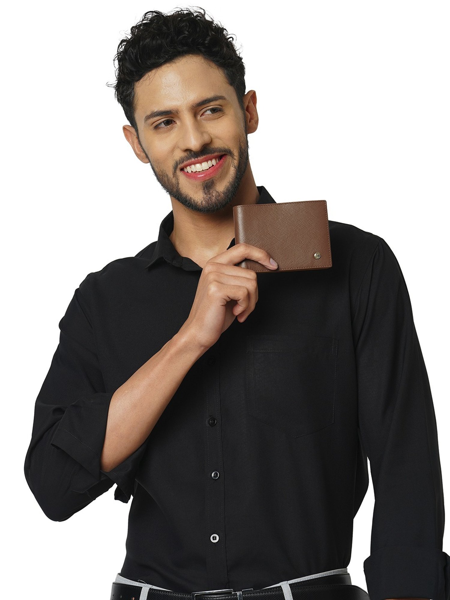 PERQUISITE Brown Casual Leather Bi-Fold Wallet for men