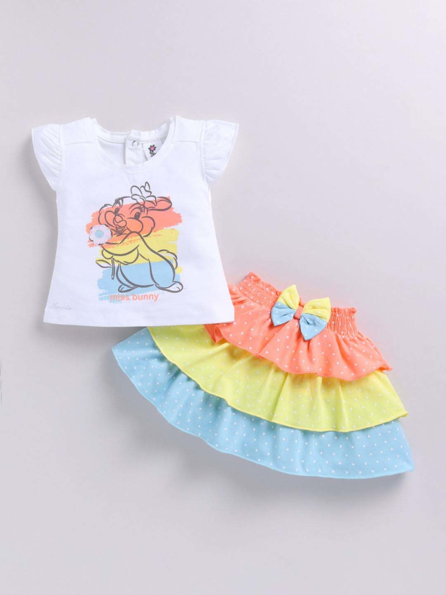 ANNIE Girls Multicolor Cotton Printed Top & Skirt Set