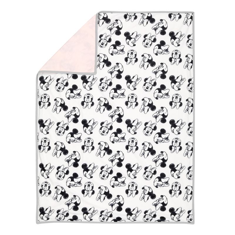 Lambs & Ivy Disney Baby MINNIE MOUSE Baby Blanket - White/Pink Minky/Jersey