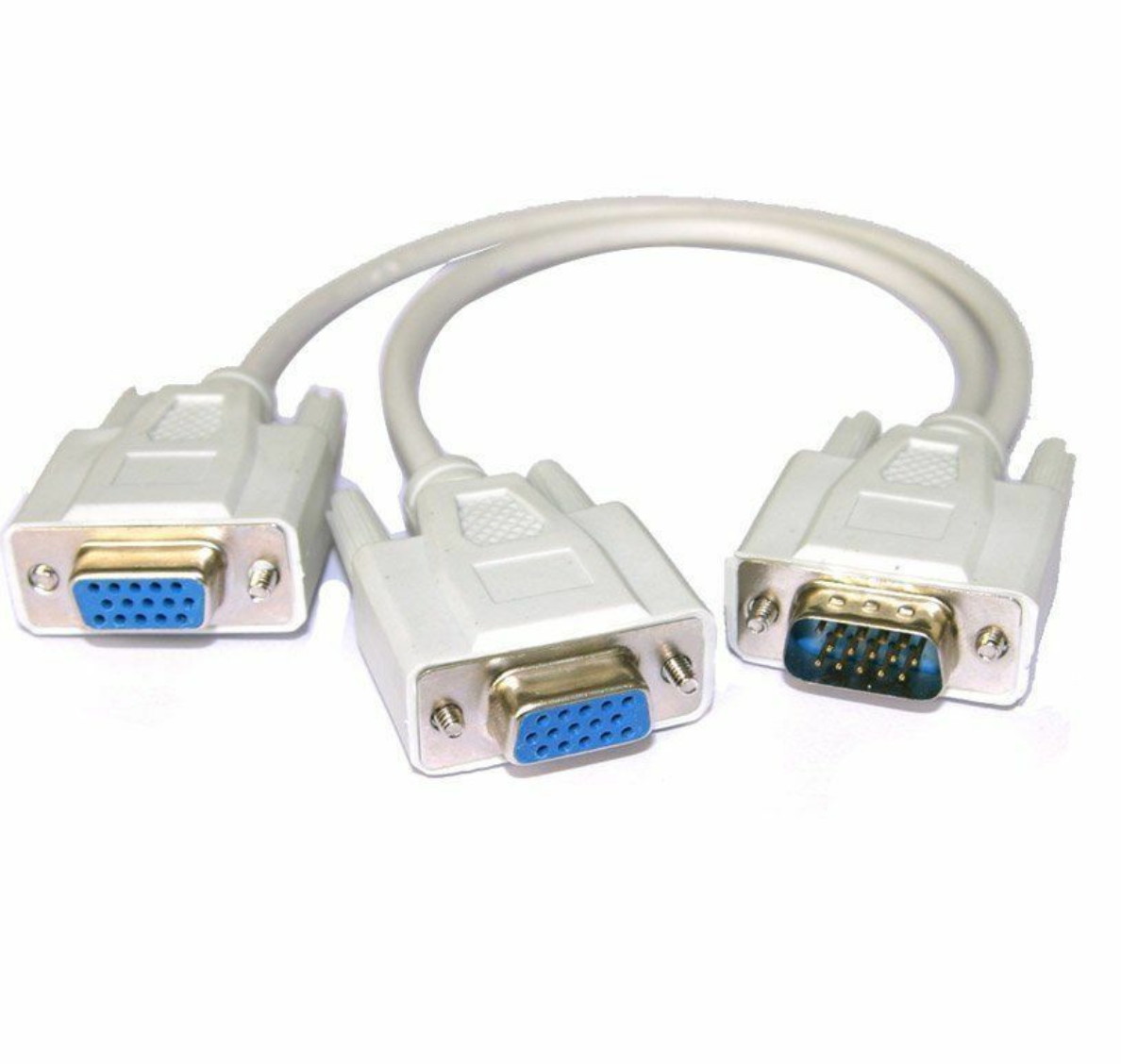 VGA SVGA 1 PC TO 2 MONITOR Male to 2 Dual Female Y Adapter Splitter Cable 15 PIN