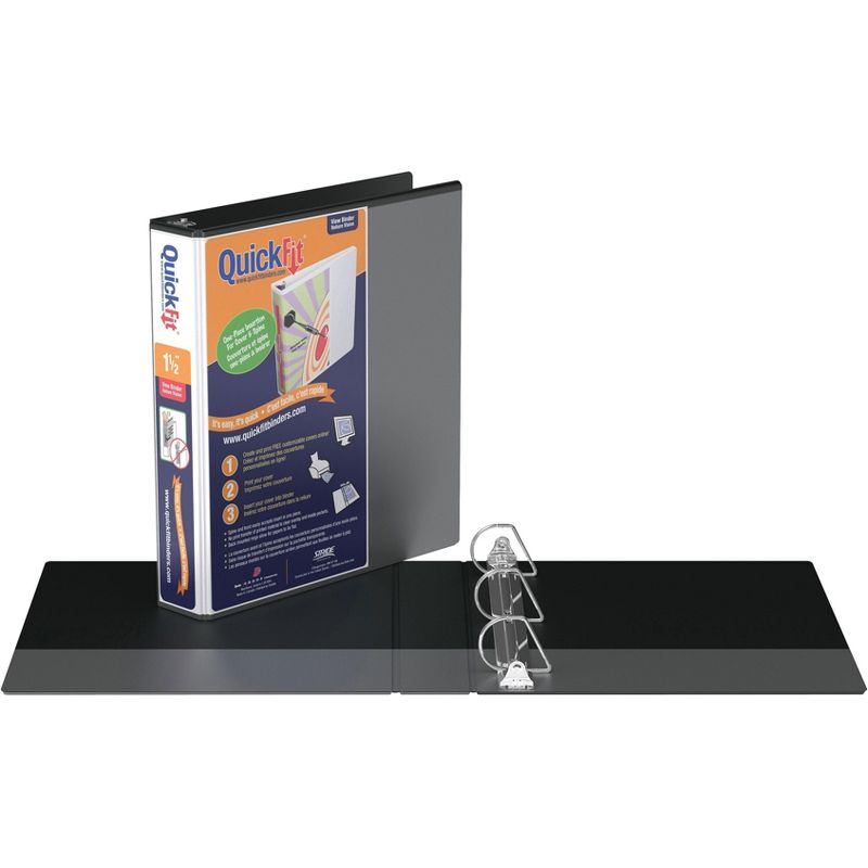 Stride QuickFit 1-1/2 D-Ring View Binder, Black 87021