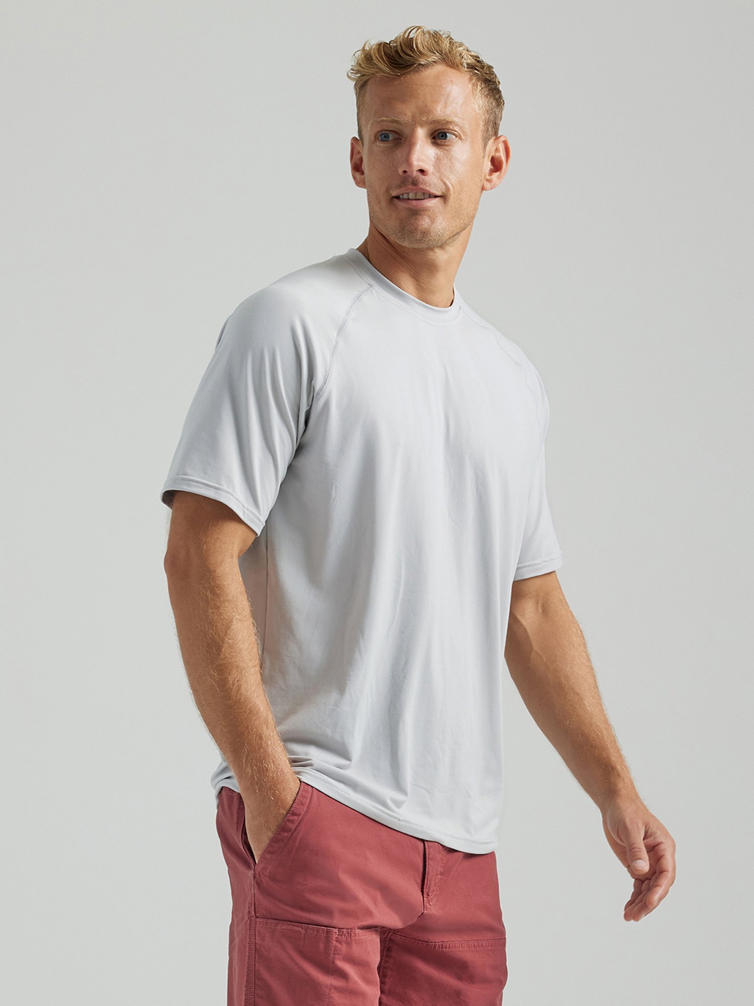 ATG By Wrangler Light Grey Regular Fit Crew T-Shirt
