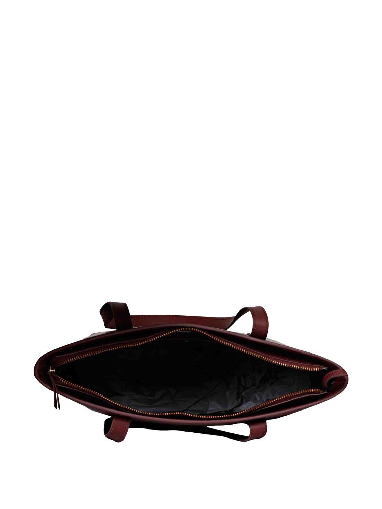 Favore Burgundy Solid Medium Tote Handbag with Pouch