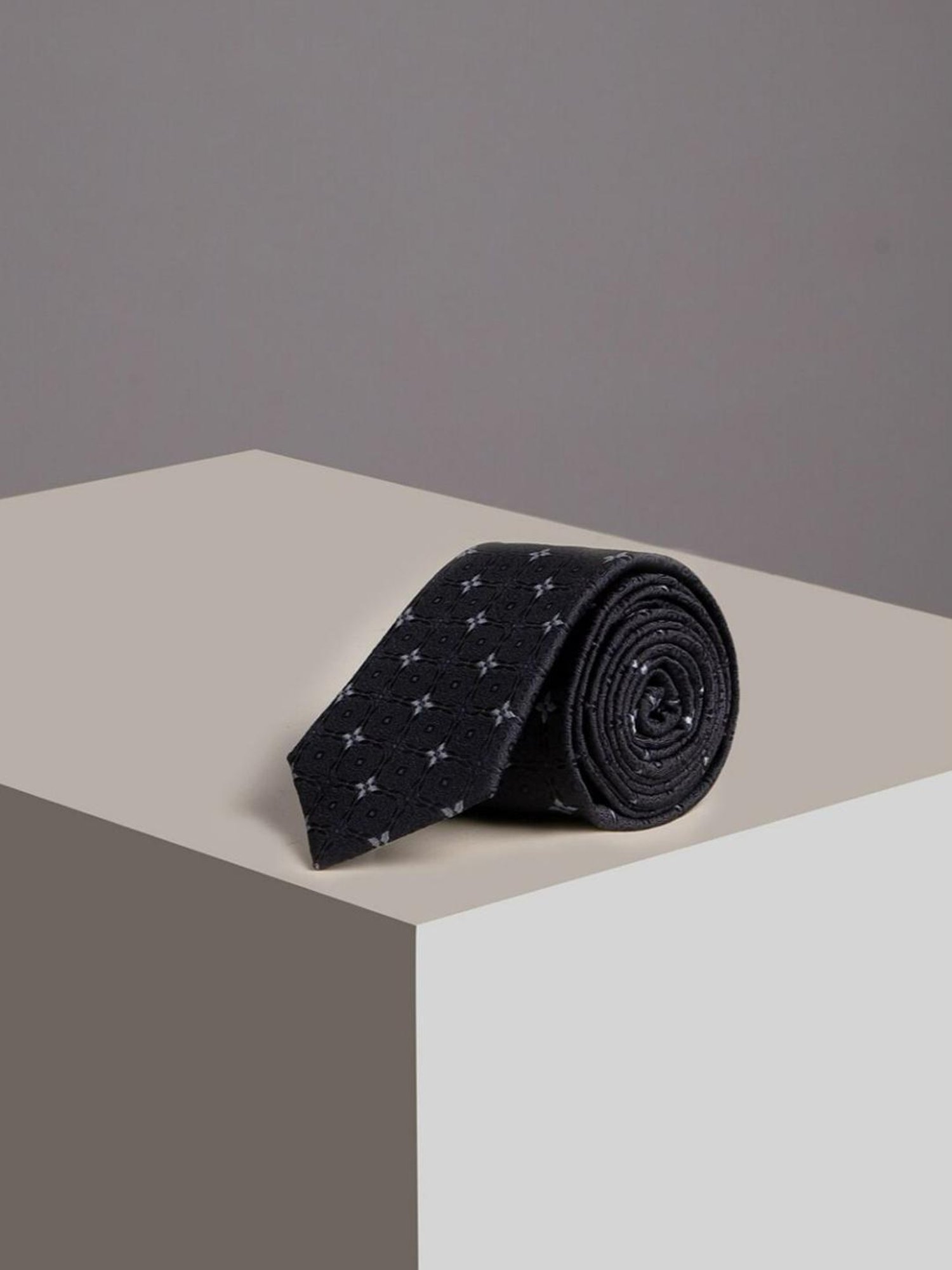 Louis Philippe Black Printed Tie