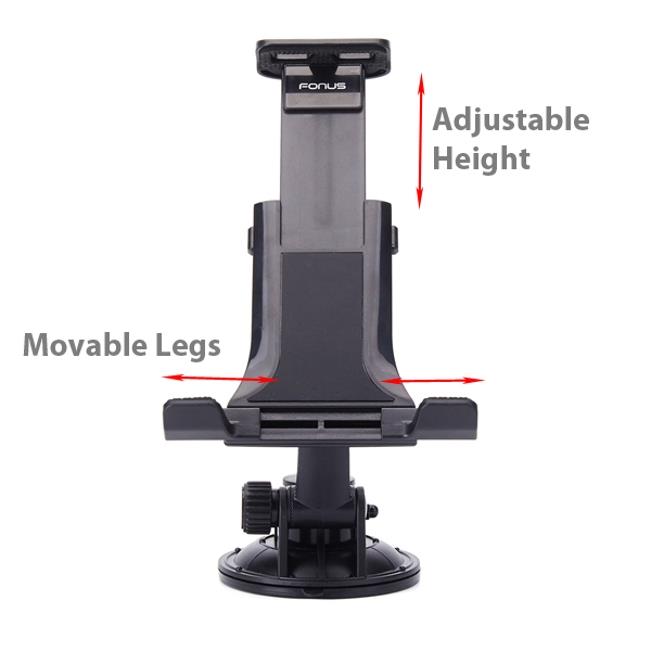 Rotating Car Mount Windshield Dashboard Tablet Phone Holder Swivel Cradle Stand Suction Black W3W for LG V20 V30 - Motorola Droid Turbo 2, Moto Z Droid Force Droid Z2 Force - Samsung Galaxy J3
