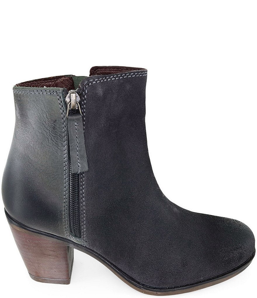 Roan by Bed Stu Lina Burnished Leather Suede Block Heel Booties