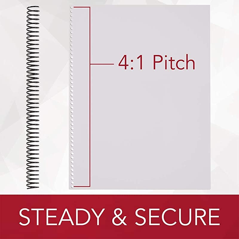 Binding Spines Spirals Coils 12mm 90 Sheet Capacity 41 Pitch Color Coil Black 100 Pack 9665040