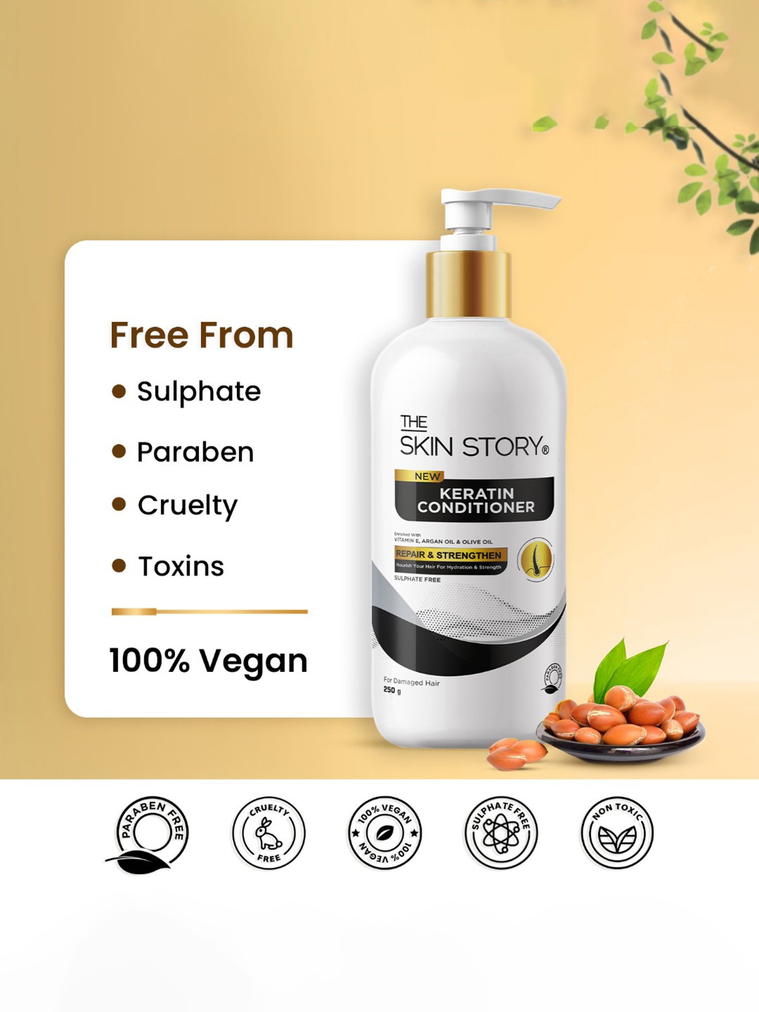 The Skin Story Vitamin E & Olive Oil Repair & Strengthen Keratin Conditioner - 250 gm