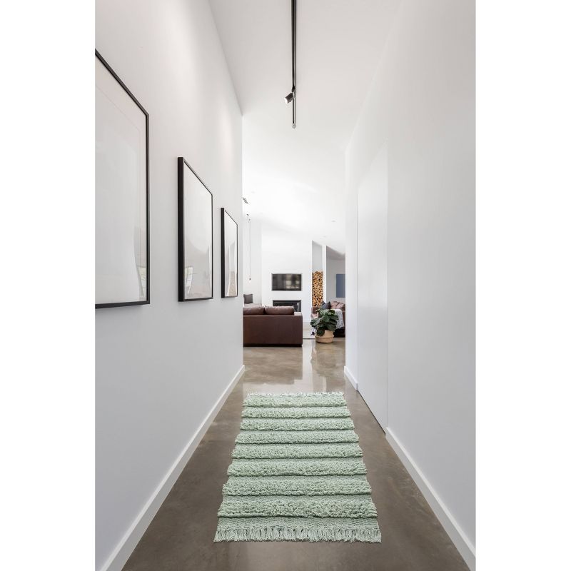 Savannah Cotton Fringe Bath Runner Sage - VCNY