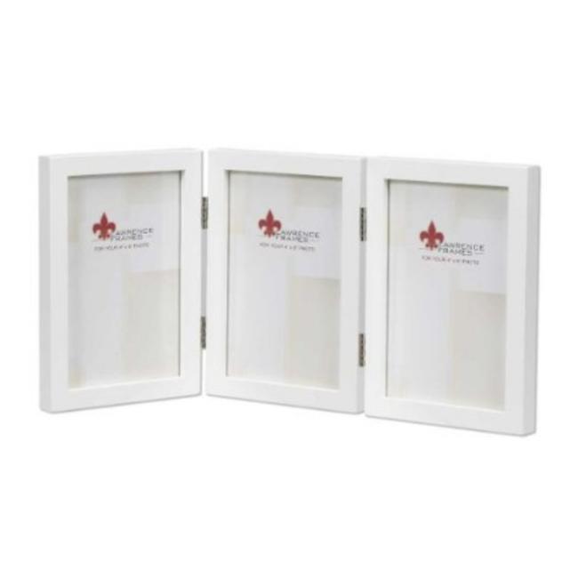 Lawrence Frames 755857T Lawrence Frames 5x7 Hinged Triple White Wood Picture Frame - Gallery Collection