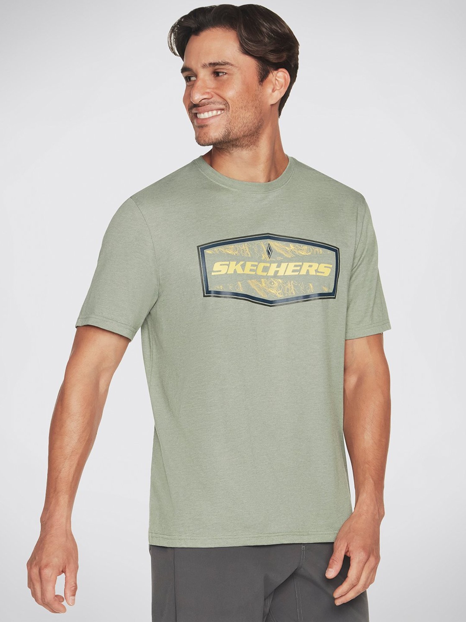 Skechers Light Green Relaxed Fit Printed Crew T-Shirt
