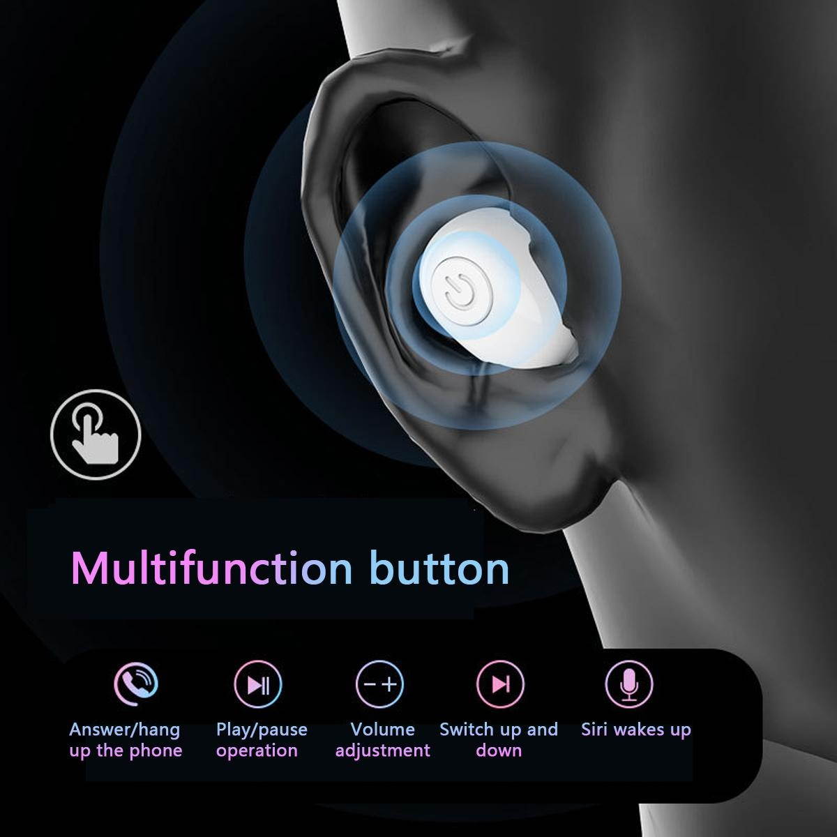 TWS 6800Mah Wireless bluetooth Earphones Waterproof bluetooth 5.0 Earbuds Wireless Headphones Earphones Earbuds for IOS Android - White 3600mah