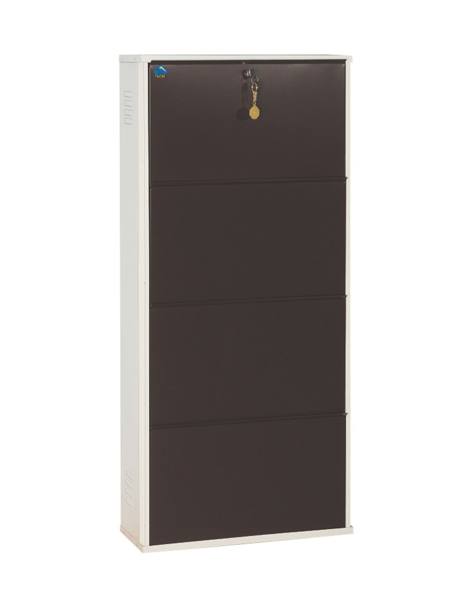 Delite Kom Metal Shoe Rack - 24" 8 Shelf, Double Decker, Ivory Coffee, PowderCoat, Wall Mount, DIY