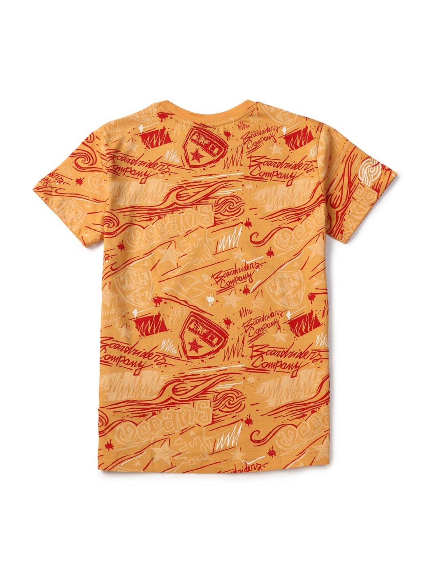 Gini & Jony Boys Orange Printed T-Shirt