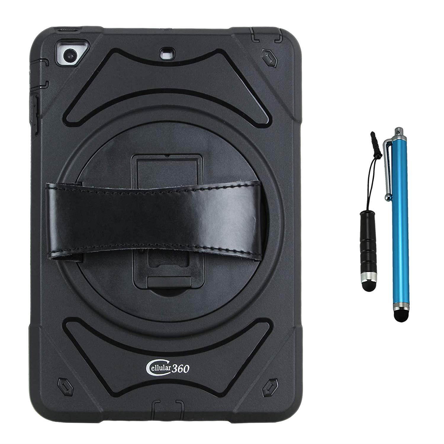 Cellular360 Drop Proof Case with 360 Degree Swivel Stand and Handle for iPad Mini 1 iPad Mini 2 iPad Mini 3 (Black)