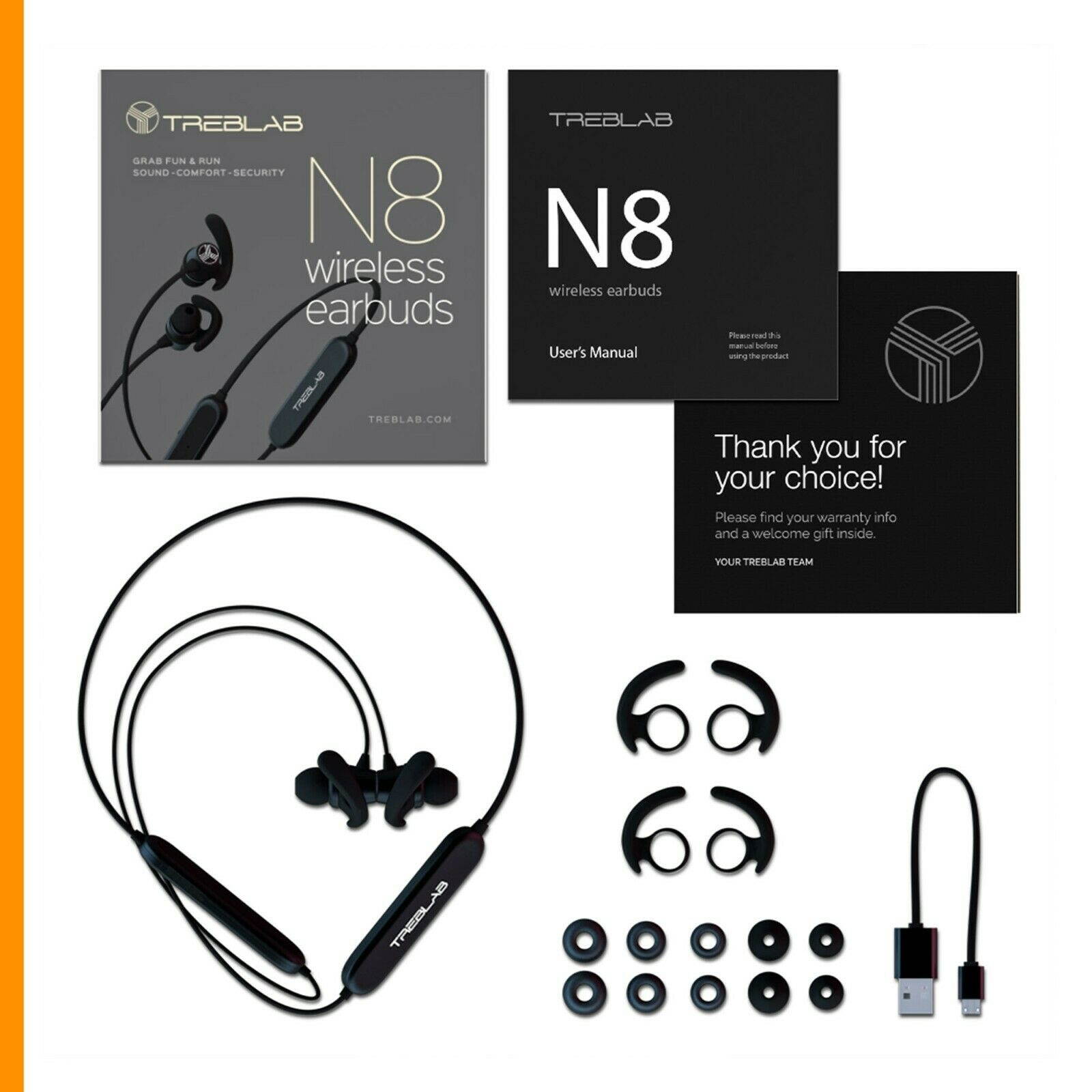 N8 Sports Bluetooth Headphones Neckband Earbuds Magnetic IPX5 Waterproof