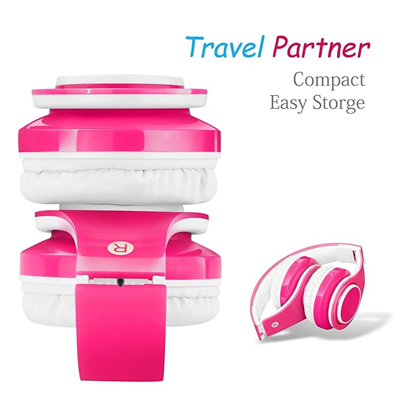 Headphones Bluetooth Wireless 85db Volume Limited Childrens Headset, up to 6-8 Hours Play, Stereo Sound, SD Card Slot, Over-Ear and Build-in Mic Wireless/Wired Headphones for Boys Girls(Pink)
