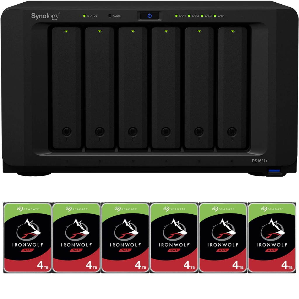 Synology DS1621+ DiskStation with 8GB RAM and 60TB (6 x 10TB) of Seagate Ironwolf NAS Drives Fully Assembled and Tested By CustomTechSales