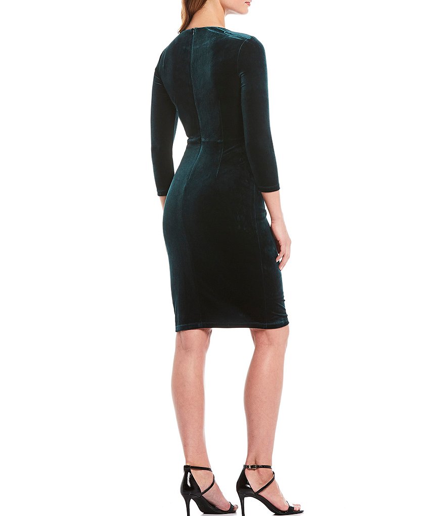 Eliza J Side Pleat Velvet Sheath Dress