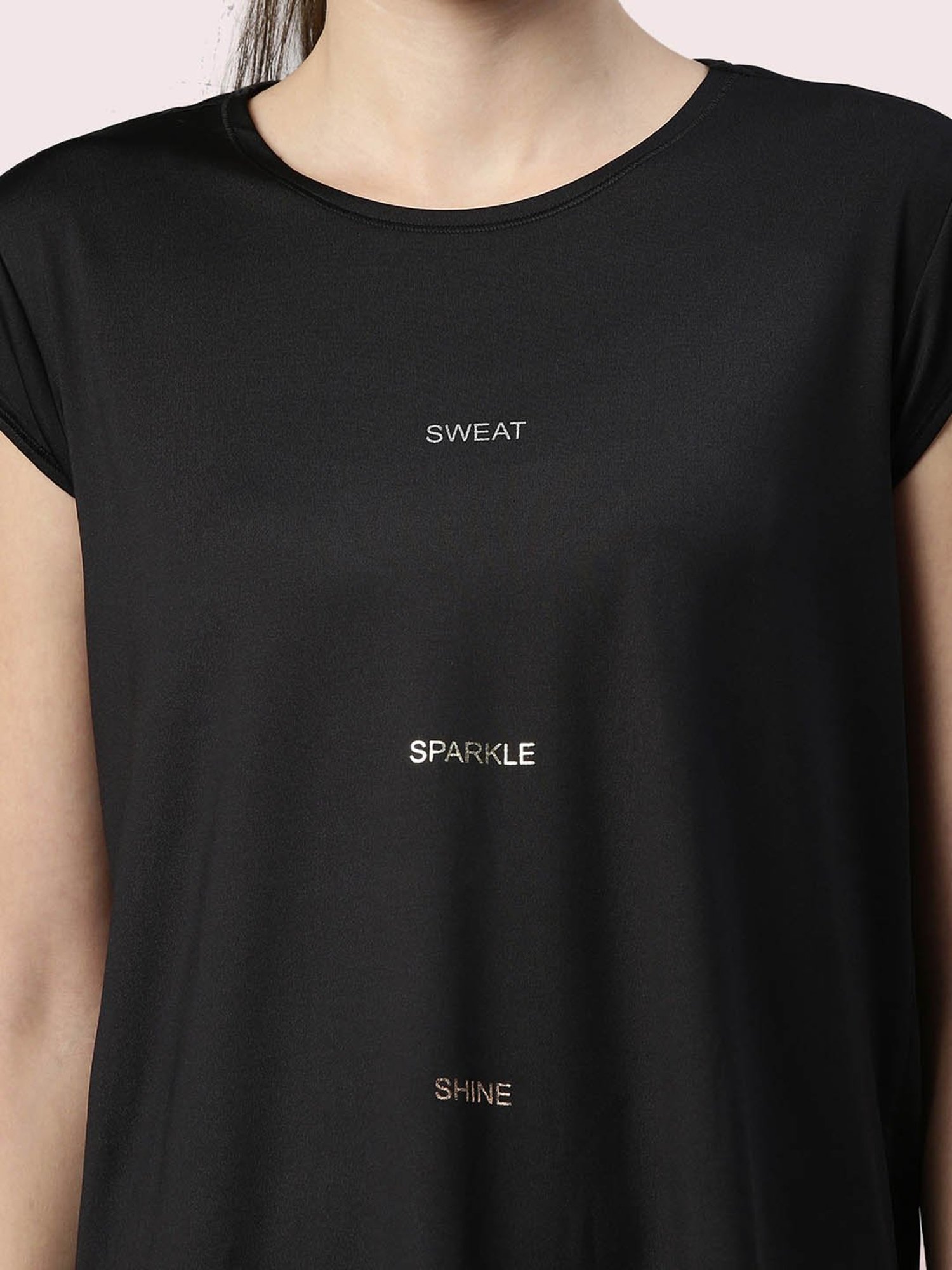 Enamor Black Relaxed Fit Crew T-Shirt