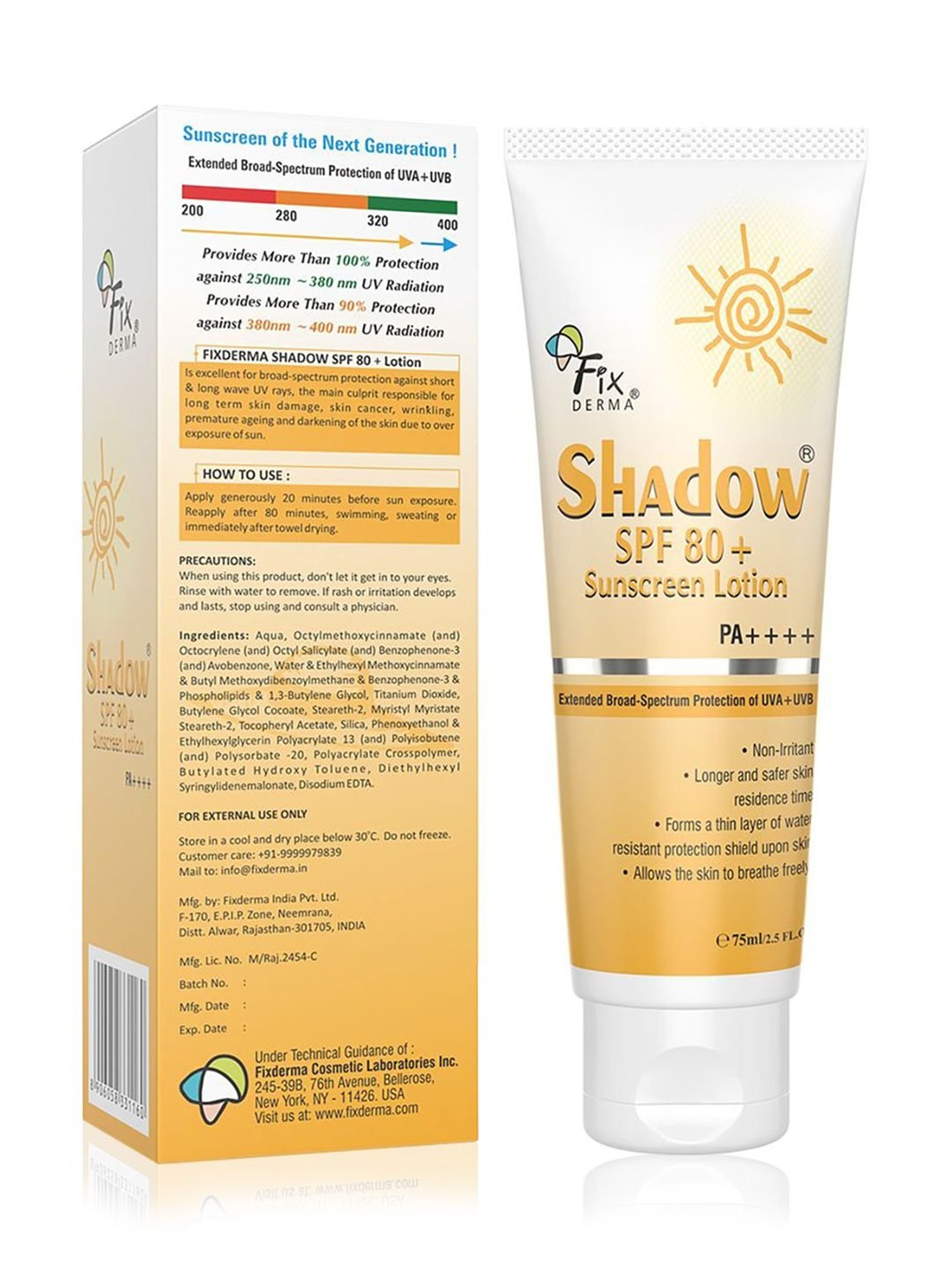 Fixderma Shadow SPF 80+Sunscream Lotion - 75 ml