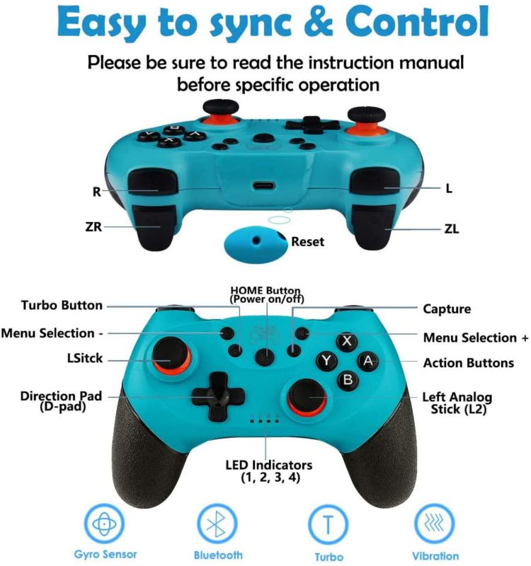 Switch Controller,Wireless Pro Controller for Switch/Switch Lite,Rechargeable Gamepad Remote Joystick,Adjustable Turbo Function,Dual Vibration and Gyro 6-Axis(Green).