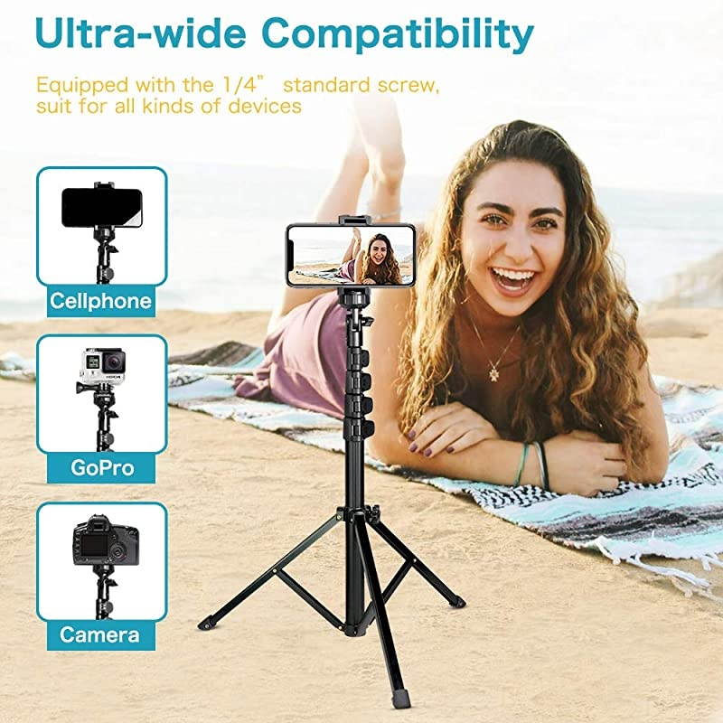 62 Phone Tripod Accessory Kits  Camera Cell Phone Tripod Stand with Bluetooth Remote and Universal Tripod Head Mount Perfect for SelfiesVideo RecordingVloggingLive Streaming