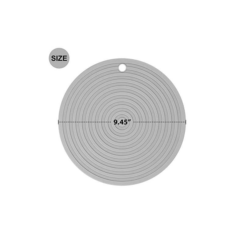 Pack Heat Resistant Silicone Pot Holder Trivet Mats,Heat Proof Hot Pads Flexible Jar Opener, Non Slip Trivet for Hot Dishes,9.5"Diameter Durable Pot Coaster Kitchen Mats (Round Gray)