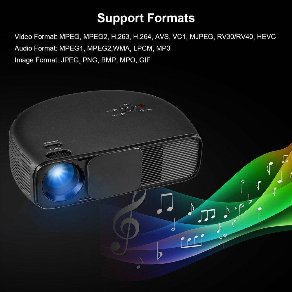 2018 HD 1080P LED 3D 6400LUMEN Video Projector Home Theater Cinema