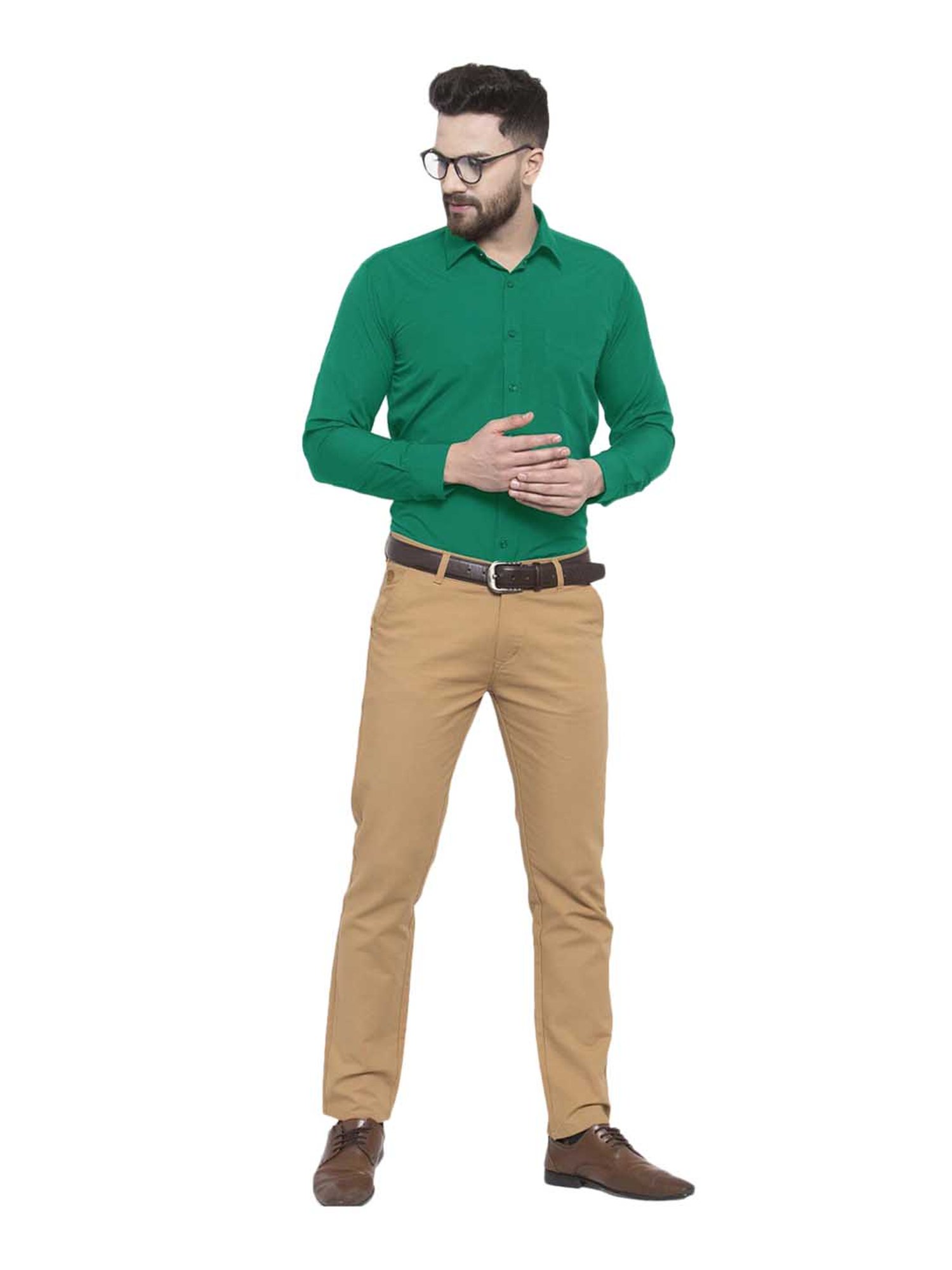 English Navy Green Full Sleeves Shirt