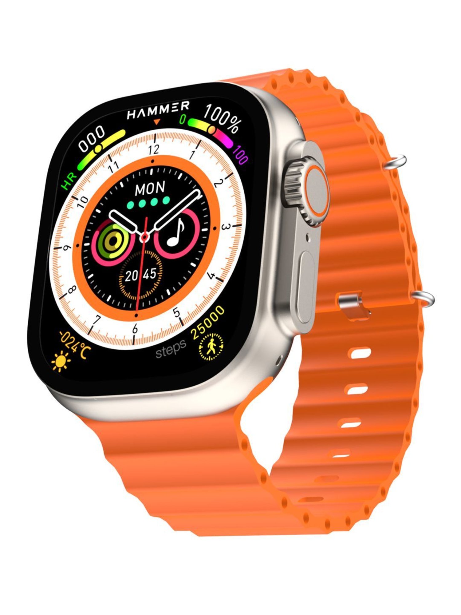 Hammer Ace Ultra Bluetooth Calling Smart watch with 2 Straps (Orange & Grey)