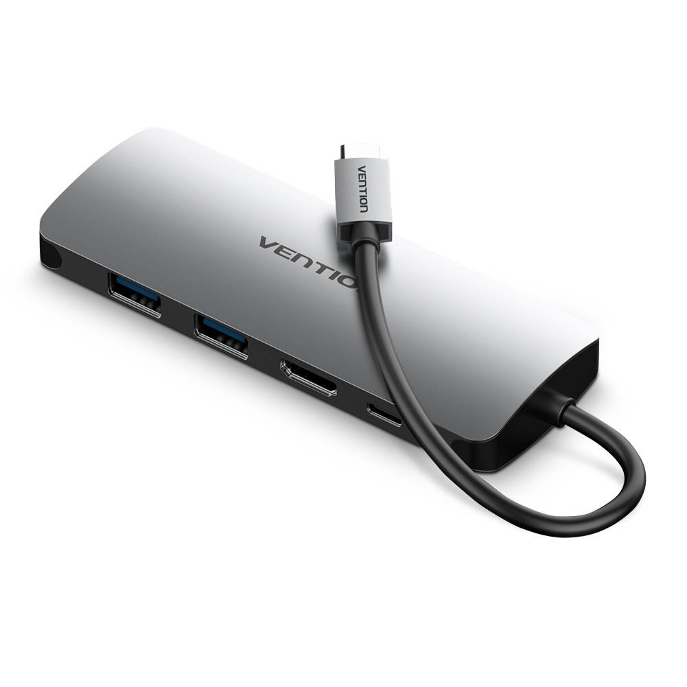 Vention USB C to HDMI Adapter,USB Type C to 4K HDMI with 3&times; USB 3.0 Hub Power Delivery Charging Port for MacBook ,Chromebook, XPS,and more USB C Laptops