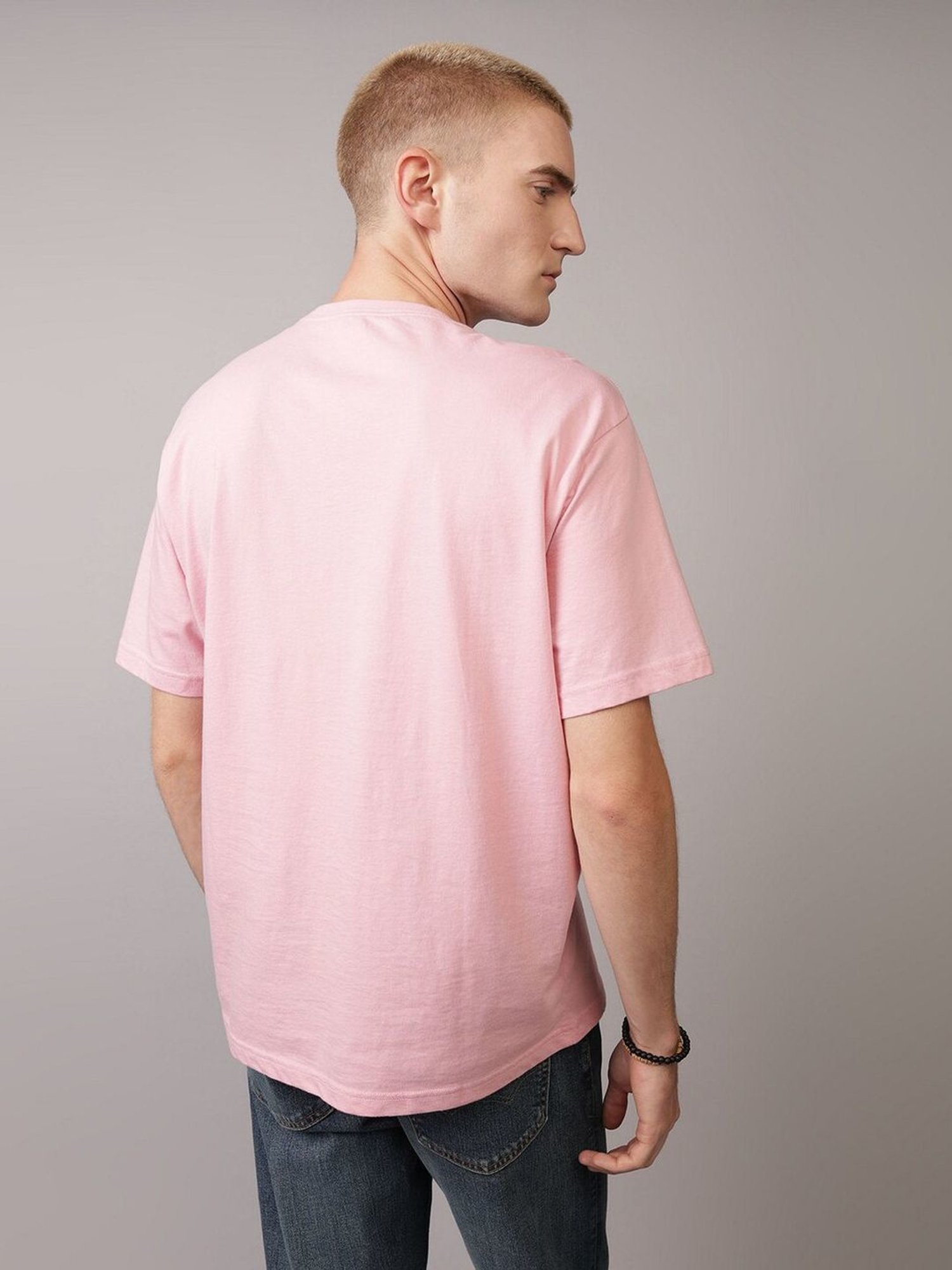 American Eagle Pink Regular Fit Printed T-Shirt