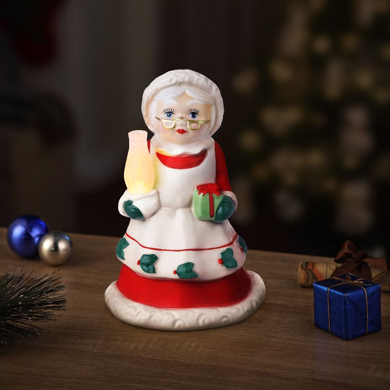 Mr. Christmas LED Lit Ceramic Nostalgic Mrs. Claus Figurine Christmas Decoration -5"