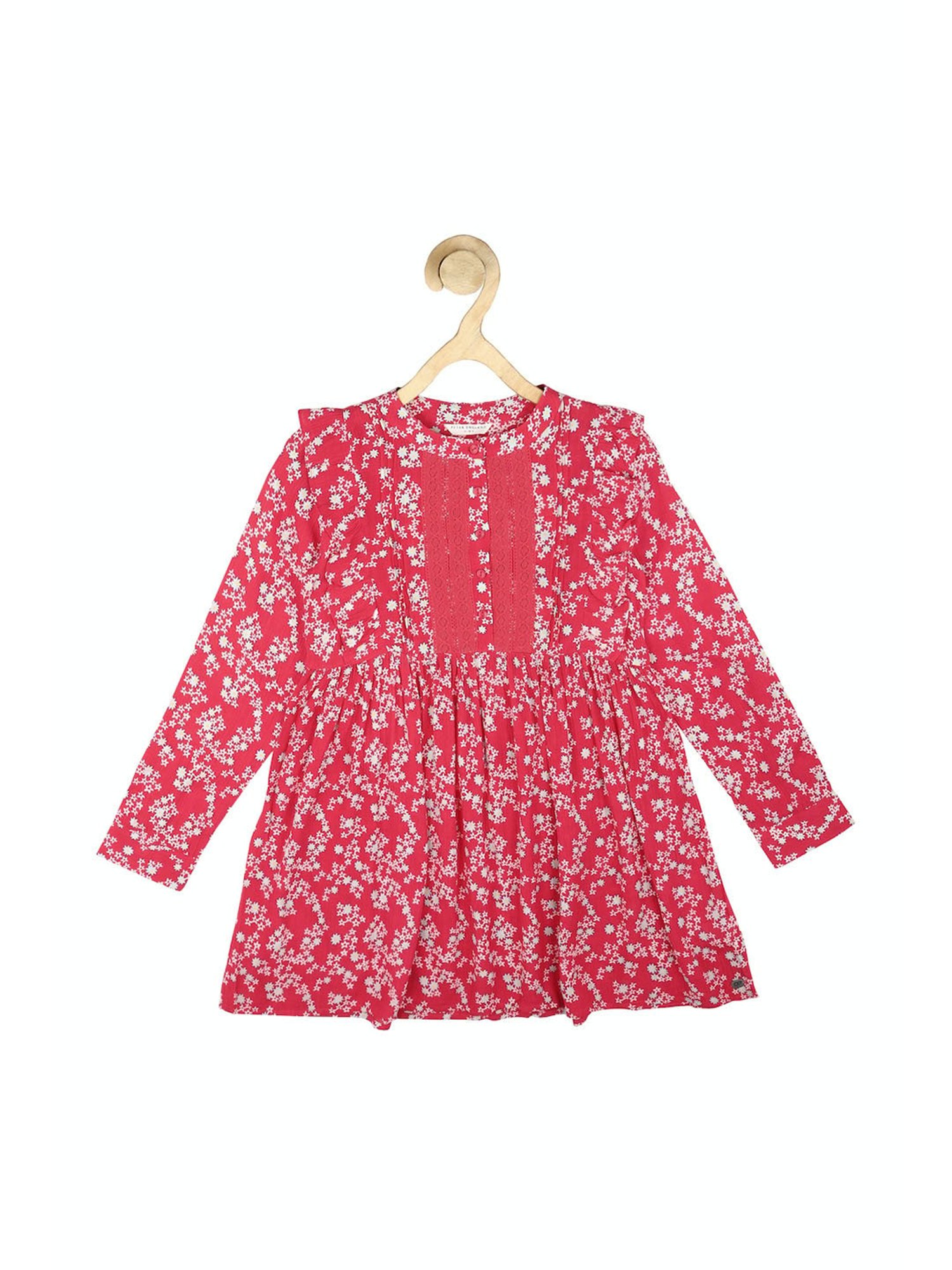 Peter England Kids Pink Printed Full Sleeves Dress