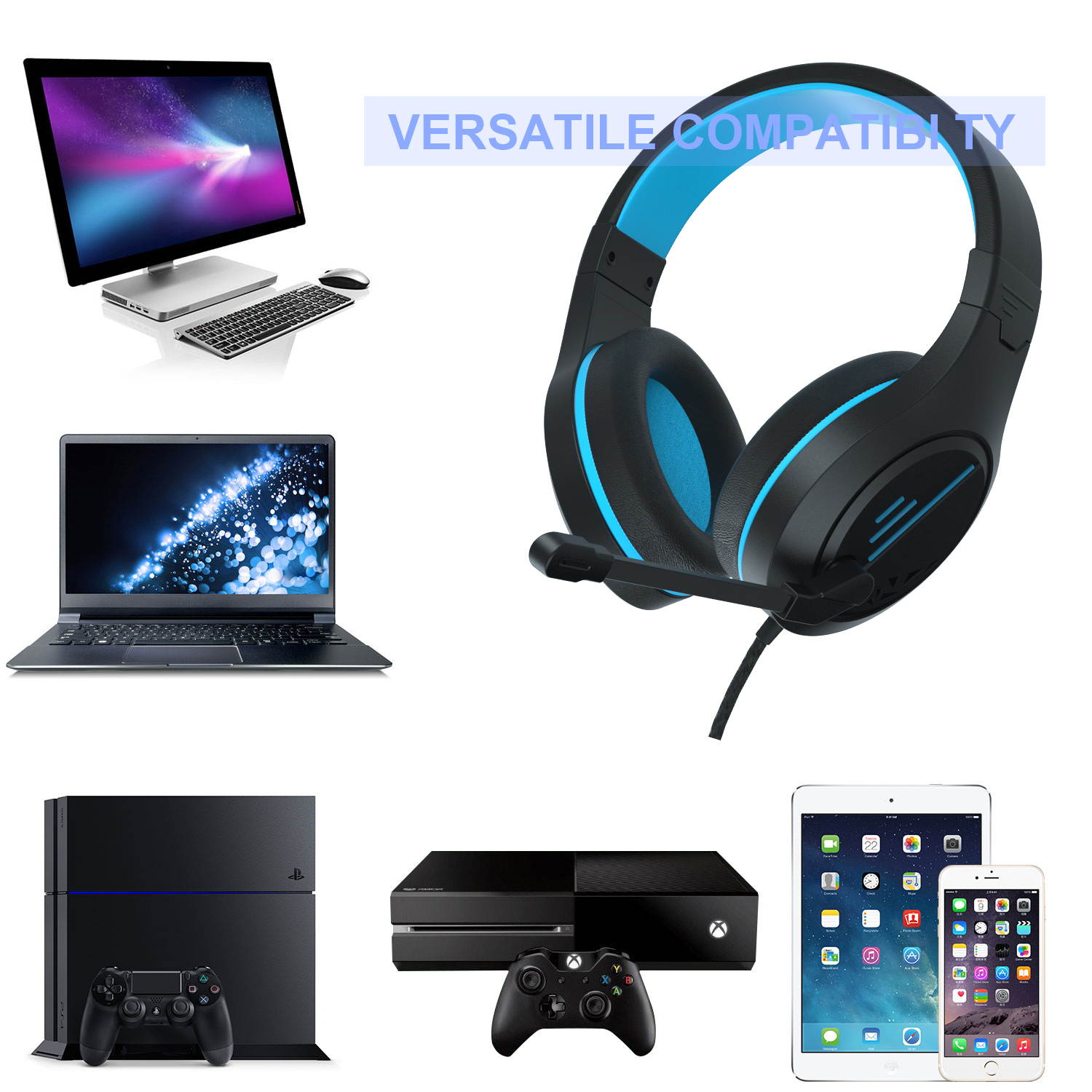 PS4 Gaming Headset, Stereo Gaming Headphone with Microphone Vibration for Laptop PC/Xbox one