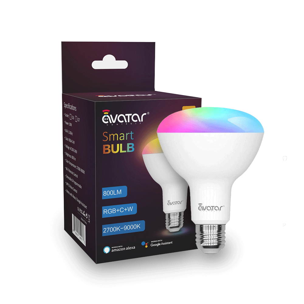 Avatar Controls Smart Wifi Light Bulbs, BR30 Dimmable LED Light Bulbs, 800 Lumen, Time Control, 9W Compatible with Alexa / Google Assistant / IFTTT, Remote Control No Hub Required, E26 Base