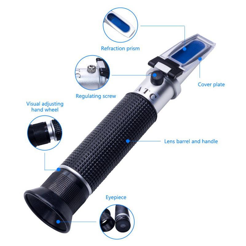 Handheld Alcohols Refractometer Alcohols Wine Volume Percent Measurement with Automatic Temperature Compensation (ATC) Ranging 0-80% v/v.