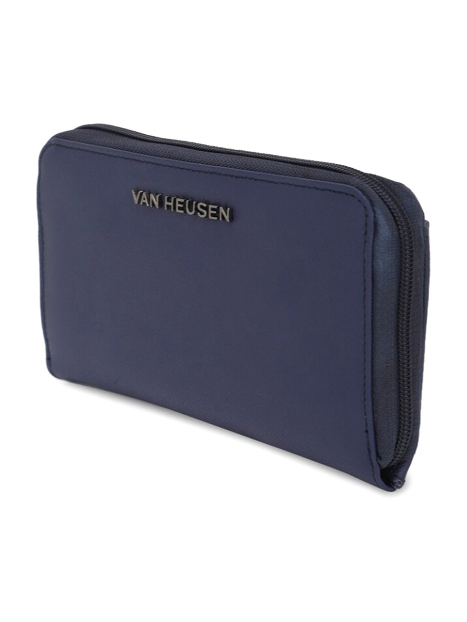 Van Heusen Navy Blue Textured Zip Around Wallet for Women