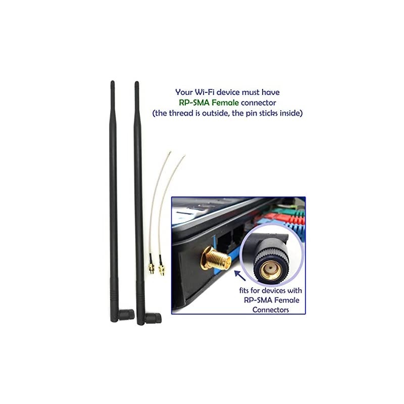 of 2 OmniDirectional WiFi Long Range Dual Band 9 Dbi Antenna 245Ghz 80211nbg and 2 RF UFL Mini PCI to RPSMA Female Pigtail Antenna WiFi Cable Kit for Routers mini PCIe Cards