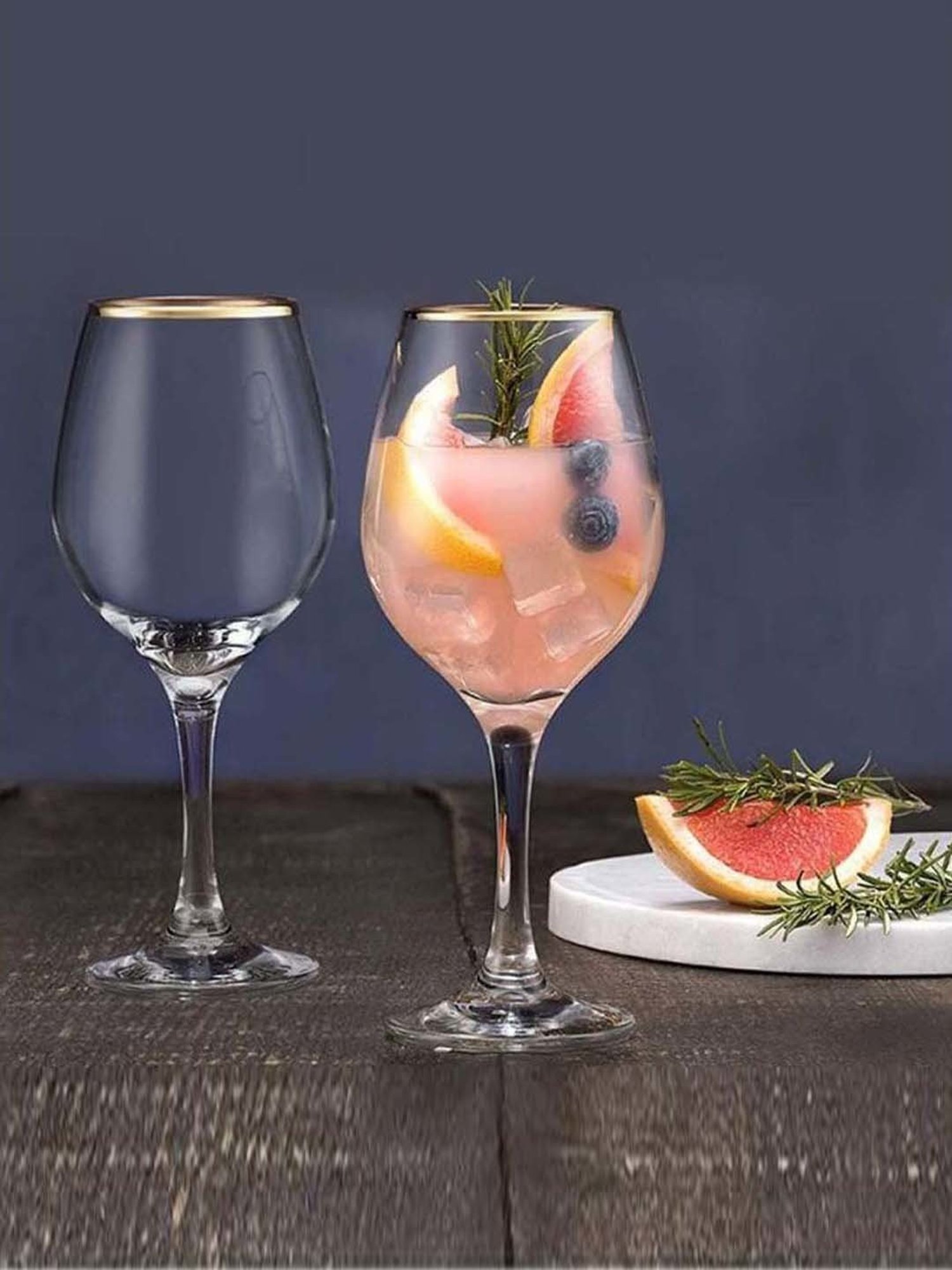 Pasabahce Gold Amber Wine Gold Rim Glasses (0.46 L) - Set of 2